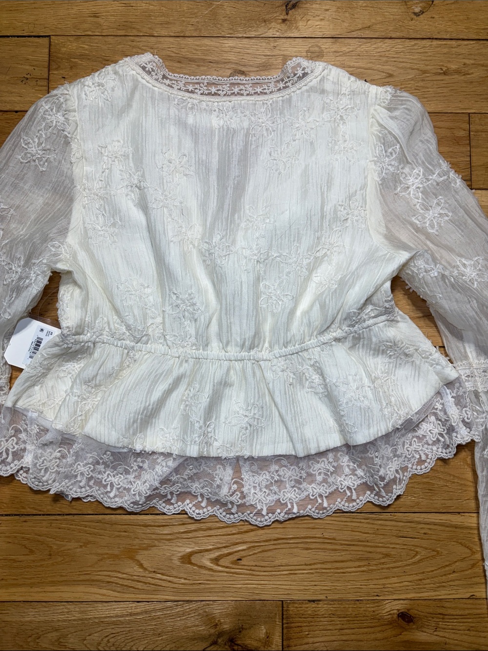 Altar’d State Ivory White Lace Embroidered Peplum Blouse- Size Small NWT - Picture 9 of 13